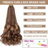 COOKOO 9 Pack 14 Inch French Curl Braids Crochet Hair Pre Looped French Curly Box Braids Hair Ombre Brown Loose Curly Synthetic Braiding Hair Extensions Goddess Box Braids for Black Women 27/33# view 2