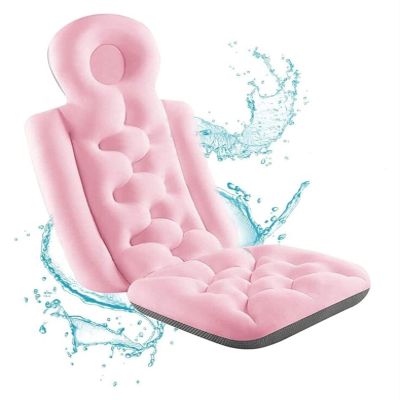 LIPPSY Full Body Bath Pillow, Non-Slip Thick Waterproof Bathroom Pillow Bath tub Accessory for Bathtub Full Body Mat Headrest Cushion (Color : Pink)