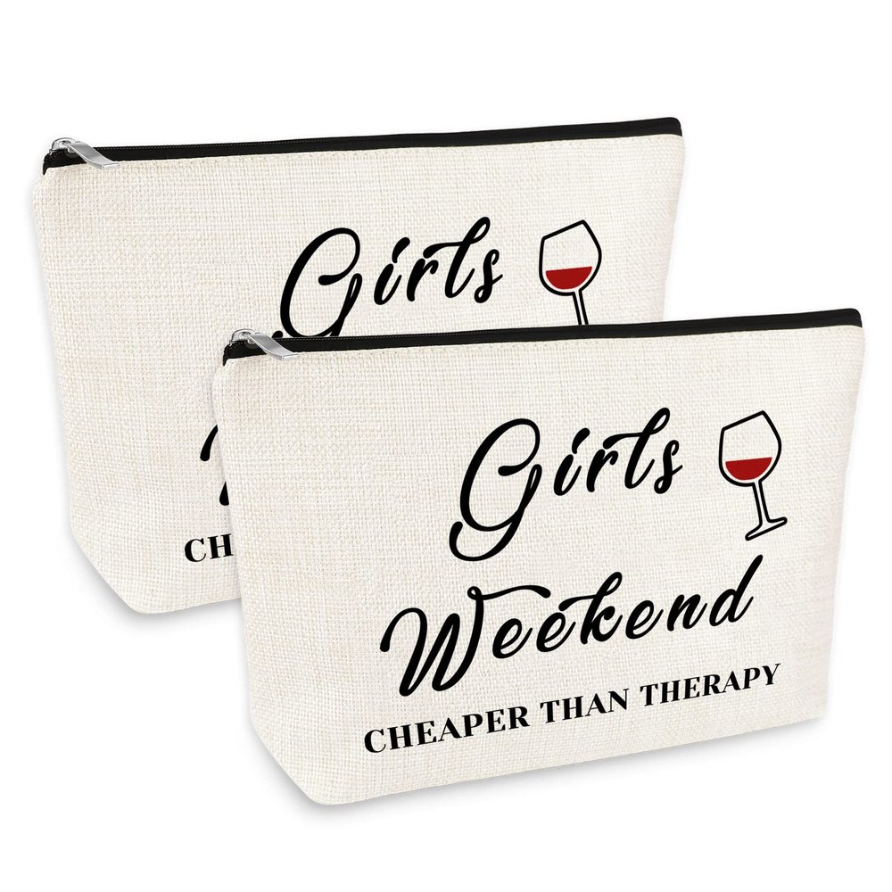 2 Pcs Girls Weekend Gifts Best Friends Friendship Gifts for Women Makeup Bags Bestie Travel Gift Cosmetic Bag Christmas Graduation Wedding Birthday Gift for Sister Friends BFF Travel Make Up Pouch