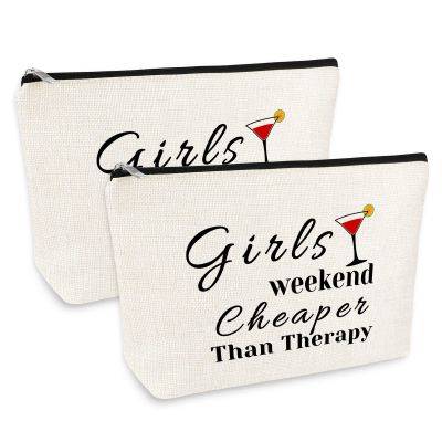2 Pcs Girls Weekend Gift Travel Makeup Bag Travel Trip Gift for Her Best Friends Bestie Cosmetic Bags Friendship Present Christmas Birthday Graduation Present for Women Girls Cosmetic Pouch