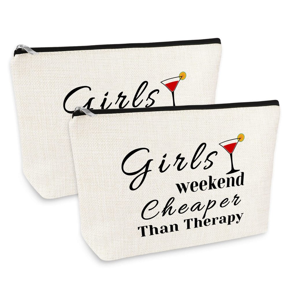 2 Pcs Girls Weekend Gift Travel Makeup Bag Travel Trip Gift for Her Best Friends Bestie Cosmetic Bags Friendship Present Christmas Birthday Graduation Present for Women Girls Cosmetic Pouch
