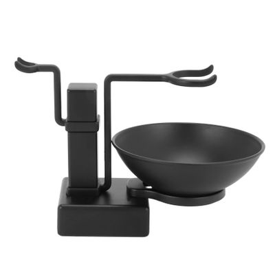 pizarra Bathroom Barber Men Metal Shaving Stand Set - Shave Brush Holder Shelf + Soap Mug Cup Bowl Black