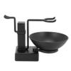 pizarra Bathroom Barber Men Metal Shaving Stand Set - Shave Brush Holder Shelf + Soap Mug Cup Bowl Black view 1