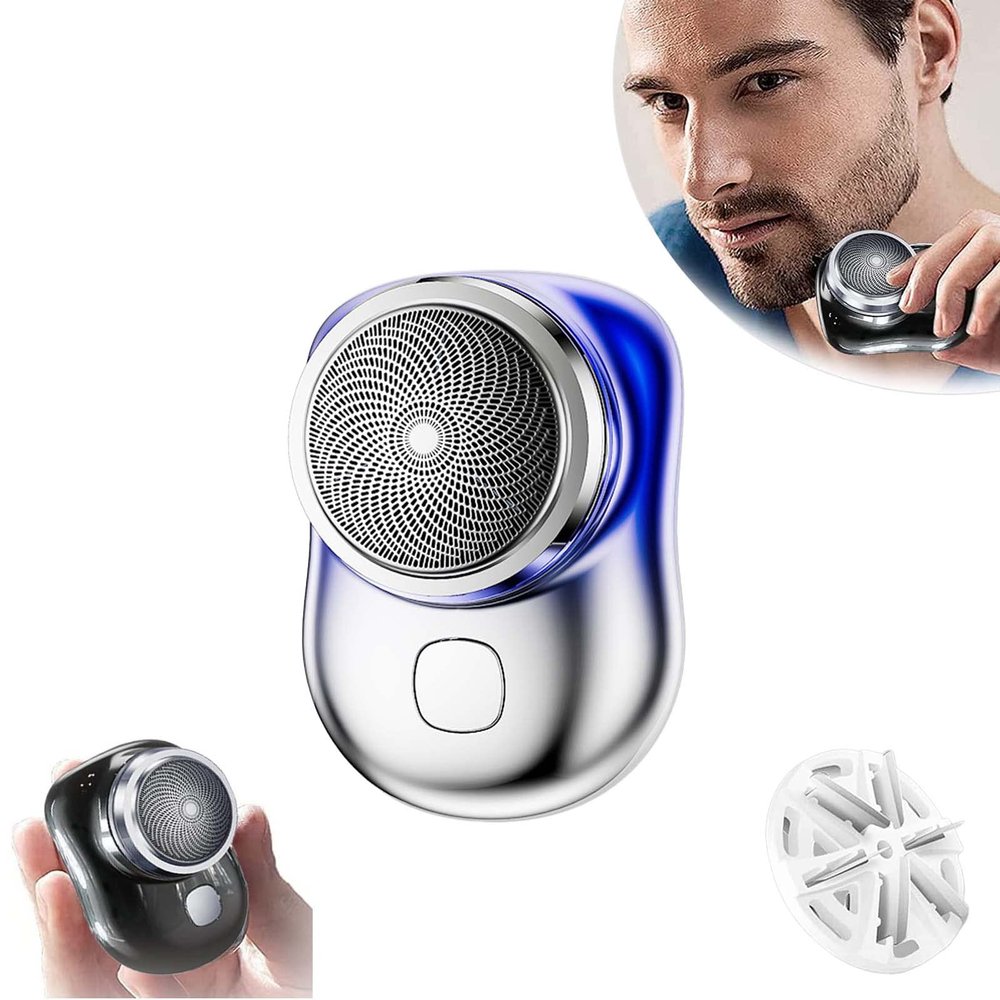 DASHENRAN Mini-Shave Portable Electric Shaver, Electric Razor for Men,Rechargeable Shaver Charging Easy One-Button Use for Home, Car, Travel (Blue)
