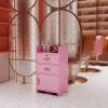 FRITHJILL Salon Station with Wheels and Hair Dryer Holders for Barber Shop, Hair Stylist Equipment, 31.1" Tall Locking Makeup Organizer Cabinet, Pink view 4