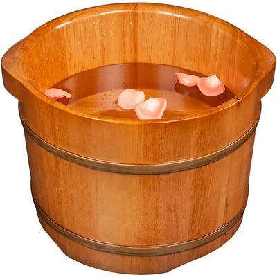 Solid Cedar Wood Foot Soaking Barrel Bucket,Foot Wash Basin for Foot Bath,Foot Soaking Tub,Foot Spa Bucket with Massage Foot Spa Household Wash Ba