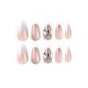 FRUJCDKI French Tip Press on Nails Short Square Fake Nails Pink Full Cover False Nails with Glitter Designs Rhinestones Acrylic Nails White Tip Gradient Artificial Nails Decorations for Women Girls view 4
