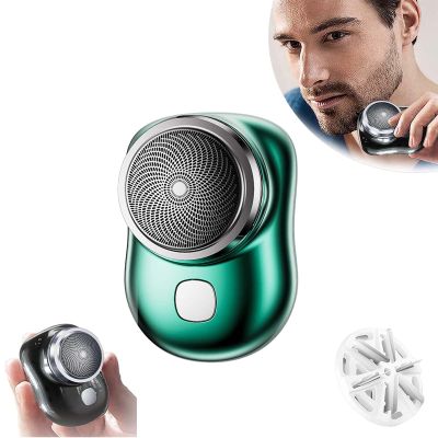 DASHENRAN Mini-Shave Portable Electric Shaver, Electric Razor for Men,Rechargeable Shaver Charging Easy One-Button Use for Home, Car, Travel (Green)
