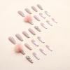 FRUJCDKI 24pcs French Pink Ballerina Dollar Flash Diamond Marshmallow Balls Crystal Long Glossy Coffin Flash Fake Nails Press on Nail False Tips Manicure for Women and Girls view 2