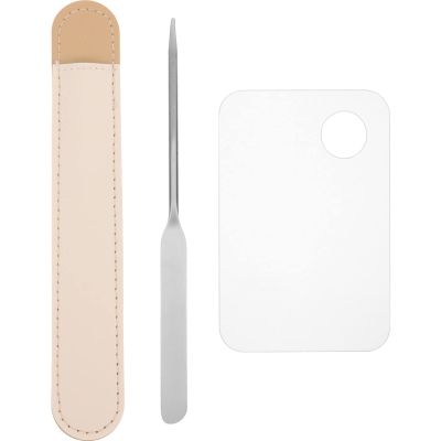 Beaupretty 1set Makeup Mixing Palette with Spatula Stainless Steel Color Mixing Tray for Nail Art Foundation Eyelash Eye Shadow Versatile and Easy to Clean
