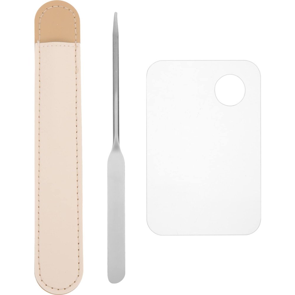 Beaupretty 1set Makeup Mixing Palette with Spatula Stainless Steel Color Mixing Tray for Nail Art Foundation Eyelash Eye Shadow Versatile and Easy to Clean