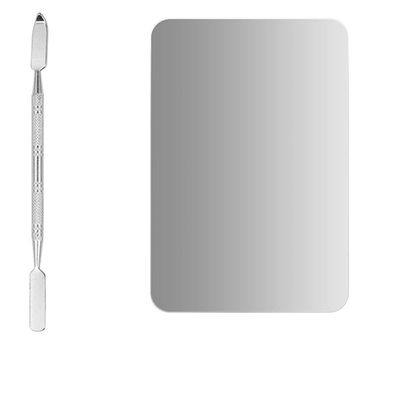 Beaupretty 2pcs Stainless Steel Nail Art Mixing Palette Makeup Eye Shadow and Foundation Easy to Tool for Nail Technicians and Artists