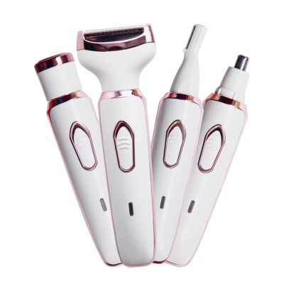 Electric Razor for Women, 4 in 1 Womens Shaver for Pubic Hair Wet & Dry Cordless Hair Remover for Eyebrow, Nose, Face, Legs, Underarms Portable Bikini Trimmer Rechargeable for Lady Hair Shaving