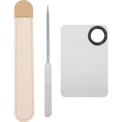 Beaupretty 1set Stainless Steel Makeup Mixing Palette with Spatula for Foundation Nail Art Cosmetic Mixing Tray for and Projects