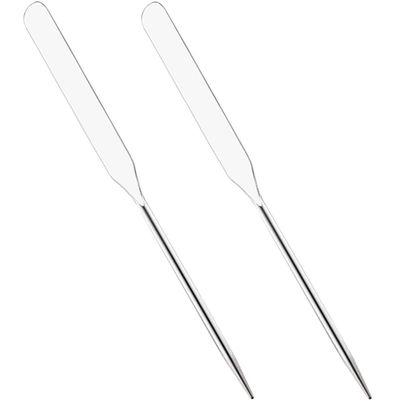 Beaupretty 2pcs Stainless Steel Makeup Mixing Spatula Cosmetic Mixer Tool for Foundation and Nail Art for Beauty Salons and Home Use