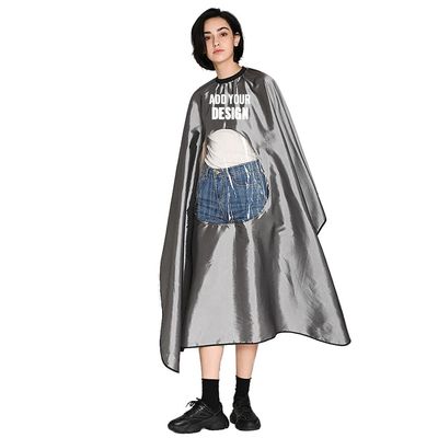 TopTie Custom Print Satin Salon Client Cape Hair Cutting Apron low water permeability Hairdressing Gown with Window-Grey