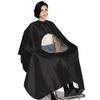 TopTie Custom Print Satin Salon Client Cape Hair Cutting Apron low water permeability Hairdressing Gown with Window-Black view 2