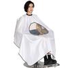 TopTie Custom Print Satin Salon Client Cape Hair Cutting Apron low water permeability Hairdressing Gown with Window-White view 2