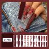 24 PCS Press on Nails Maple Pattern Fake Nails Long Fake Nails Shiny Flame Fake Nails Rhinestone False Nails Shiny Red Fake Nails Gifts for Women and Girls view 2