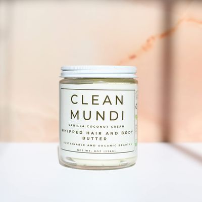 CLEAN MUNDI | Whipped Hair and Body Butter | Intense Moisture and Hydration | 8oz (Vanilla Coconut)