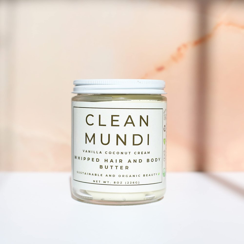 CLEAN MUNDI | Whipped Hair and Body Butter | Intense Moisture and Hydration | 8oz (Vanilla Coconut)