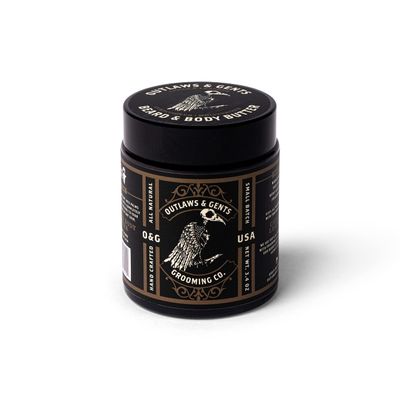Outlaws and Gents Grooming Co. Beard and Body Butter - Cedar Leather Scented All-Natural Moisturizer for Men - Deeply Moisturizes Beard, Face, and Body