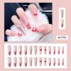 24 PCS Press on Nails Bow Fake Nails Long Fake Nails White Pearl Fake Nails Love Heart Pattern Fake Nails Shiny Silver Fake Nails Gifts for Women and Girls view 4