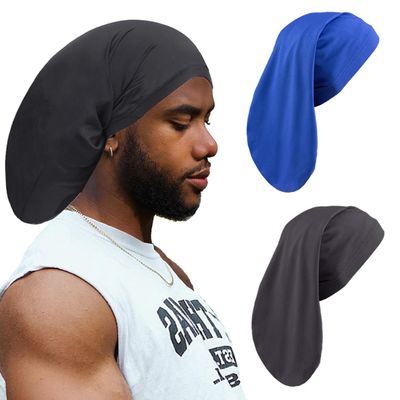 Leeven 2 PCS Unisex Bonnet Sleep Cap for Dreadlocks and Long Hair - Dreads Head Wrap Locs Caps for Men and Women - Black, Blue