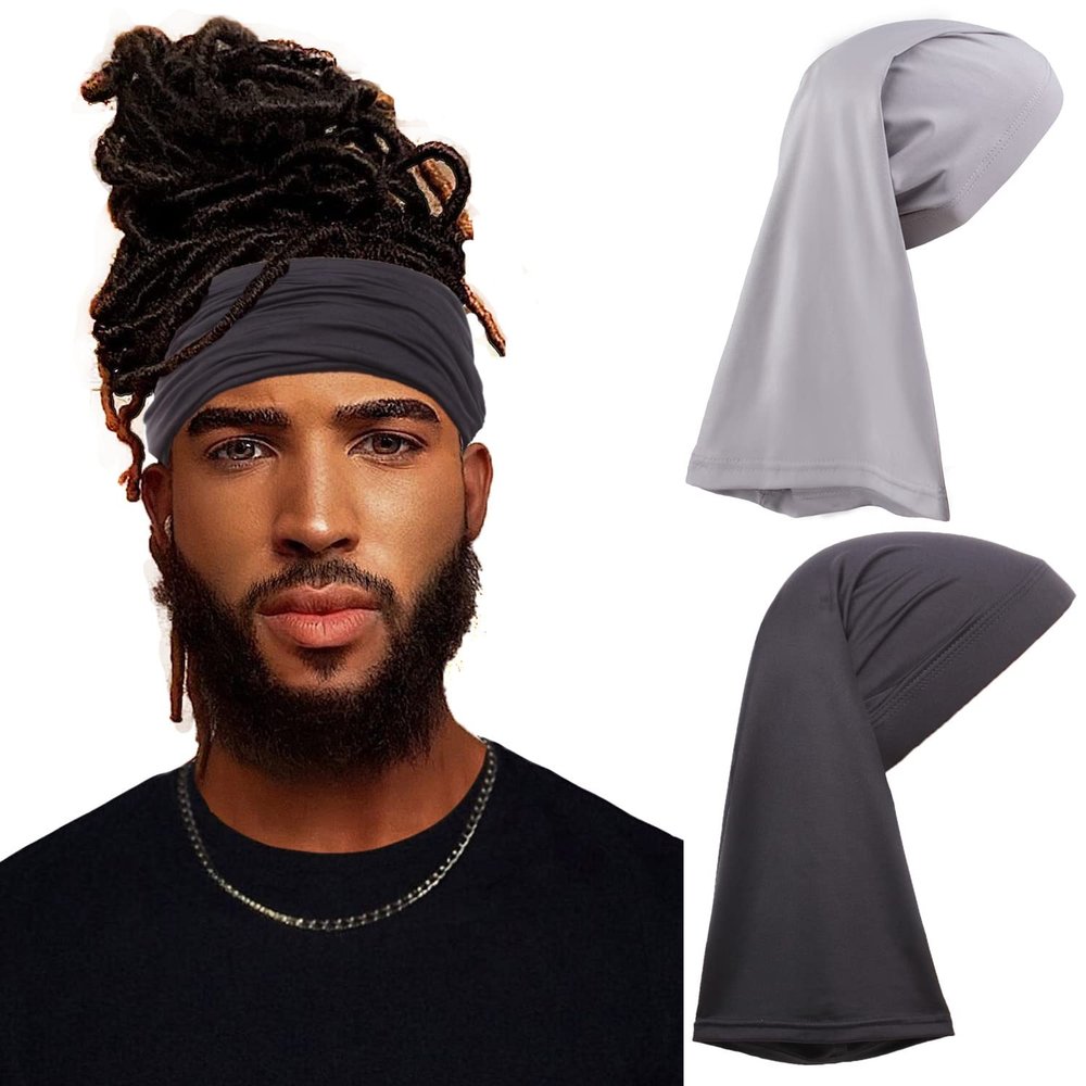 Leeven Unisex Dreadlock Cap Locs for Braids & Sleep, Black, Grey