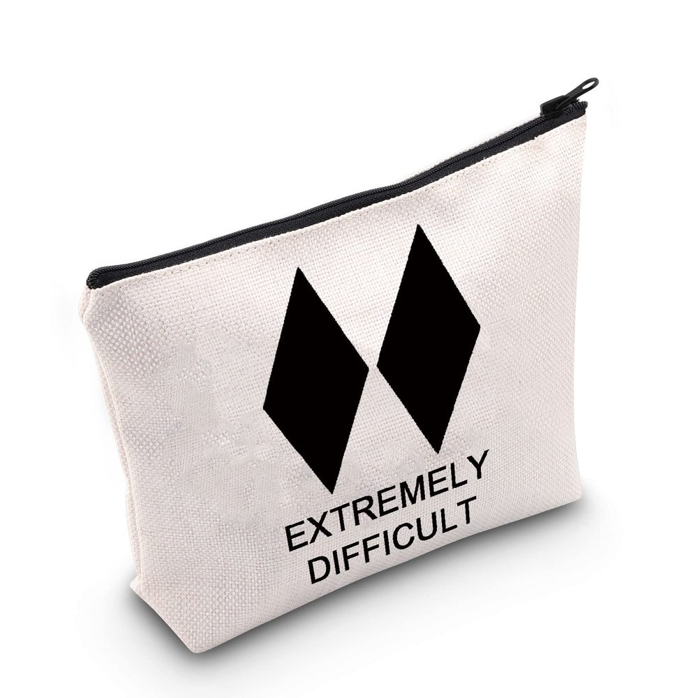 POFULL Funny Skiing Gift Extremely Difficult Double Black Diamond Cosmetic Bag Snowboarder Gifts (Extremely Difficult Cosmetic Bag)