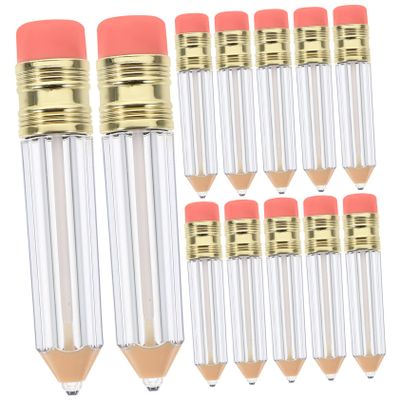 FRCOLOR 12pcs Pencil Lip Gloss Tubes Refillable Mini Containers for Lip Balm Oil and Moisturizers and Easy to Use