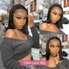 Jnymell Short Bob Human Hair Lace Front Wigs HD Transparent 13X4 Lace Frontal Brazilian Wigs Pre Plucked Bleached Knots 150% Density Bob Straight Lace Front Human Hair Wigs Pre Plucked 14Inch view 4