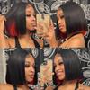 RIVPOIG Highlight Ombre Red with Natural Black Color Brazillian Human Hair Wigs 180% Density 13X4 Lace Front Wig for Black Women Transparent HD Lace (10inch, 13x4 Lace Front Wig) view 2