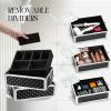Yueieoun Rolling Makeup Train Case, 4-in-1 Cosmetology Case on Wheels, Nail Tech Cart for Travel, Professional Cosmetic Vanity Case, Suitcase for MUA/Manicure/Tattoo/Style, Lockable Storage Box, Black view 3