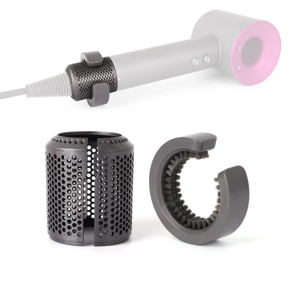 Upgraded Hair Dryer Filter Compatible with Dyson Supersonic HD01 HD03 HD08 Hair Dryer Attachment, Hair Dryer Outer Filter Repair Accessories with Filter Cleaning Brush(Metallic Gray)