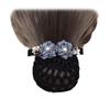 2 Pcs Hair bun Cover Net Elegant Pearl Flower Net Barrette Elastic Ballet Hair Clip Bun Cover for Women Dance Office Grey Blue view 1