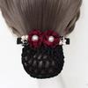 2 Pcs Hair bun Cover Net Elegant Pearl Flower Net Barrette Elastic Ballet Hair Clip Bun Cover for Women Dance Office Grey Blue view 4