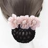 2 Pcs Net Barrette Pearl Flower Hair Nets Women Hair Clips Bun Headdress for Nurse Professional Women Decoration Pink Purple view 2