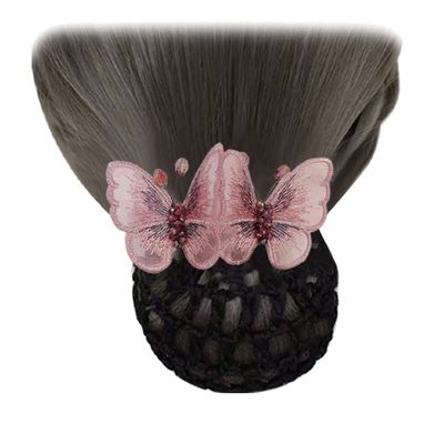2 Pcs Women Net Barrette Embroided Butterfly Mesh Clip Headdress Classic Hair Bun Cover Net Hair Net for Hair Clip Decor Pink Purple