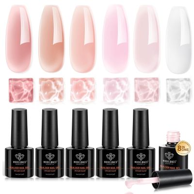 modelones Builder Nail Set, Builder Base Colors Jelly Nude Pink 6 Colors