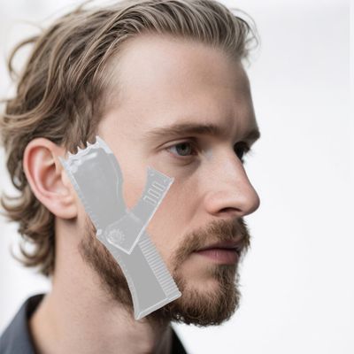 Beard Shaper Kit - Premium Shaping Tool - 100% Clear | Many Styles - The Ultimate Beard/Hair Lineup - Beard Stencil Guide Template 360 Rotation