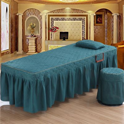 MIPOPS Massage Table Sheet Set 3-Piece 100% Orgnic Cotton, SPA Bedspread Full Cover with Pillowcase, Stool Cover(B,180x70cm(71x28inch))
