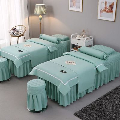 MIPOPS 4-Piece Microfiber Massage Table Sheet Set, Soft Facial Bed Cover, Beauty Bed Cover Bed Skirt Sheet Salon Bed Cover(A,185x70cm(73x28inch))