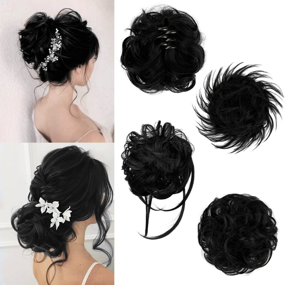 4 Pcs Messy Hair Bun Hairpiece Fake Hair Bun Messy Bun Scrunchie Hair Pieces for Updos Bun Wig Hair Extensions Pieces for Women