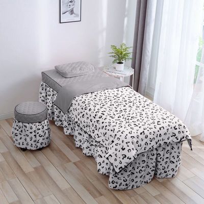 MIPOPS 4-Piece Microfiber Massage Table Sheet Set, Premium Facial Bed Cover, Super Soft and Breathable Beauty Bedspread, Blanket Cover, Pillowcase, Chair Cover(Gray,190x70cm(75x28inch))