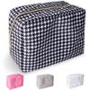 Nylon Large Makeup Bag Black Houndstooth Travel Pouch for Women, Big Preppy Makeup Bag Cute Cosmetic Zipper Pouch Purse, Waterproof Toiletry Bag Clutch Makeup Organizer for Girls(Black Houndstooth) view 1