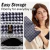 Nylon Large Makeup Bag Black Houndstooth Travel Pouch for Women, Big Preppy Makeup Bag Cute Cosmetic Zipper Pouch Purse, Waterproof Toiletry Bag Clutch Makeup Organizer for Girls(Black Houndstooth) view 3