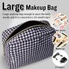 Nylon Large Makeup Bag Black Houndstooth Travel Pouch for Women, Big Preppy Makeup Bag Cute Cosmetic Zipper Pouch Purse, Waterproof Toiletry Bag Clutch Makeup Organizer for Girls(Black Houndstooth) view 4
