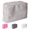 Nylon Large Checkered Makeup Bag Travel Pouch for Women, Big Preppy Makeup Bag Cute Cosmetic Zipper Pouch Purse,Waterproof Toiletry Bag Clutch Makeup Brush Organizer Pouch for Ladies Girls(Checkered) view 1