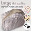 Nylon Large Checkered Makeup Bag Travel Pouch for Women, Big Preppy Makeup Bag Cute Cosmetic Zipper Pouch Purse,Waterproof Toiletry Bag Clutch Makeup Brush Organizer Pouch for Ladies Girls(Checkered) view 4
